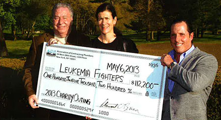 l. to r. - Ralph DeMartino, Chair ACP Charity Outing; Dr. Ellen K. Ritchie, Associate Director of the Leukemia Fighters' Program at New York Presbyterian Hospital; Andru Coren, President ACP