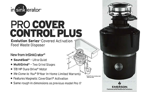 inSinkErator Pro Cover Control™ Plus, Evolution Series® Covered Activation Food Waste Disposer